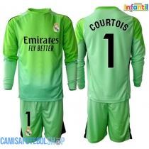Camisa de time de futebol Real Madrid Thibaut Courtois #1 Goleiro Replicas 2º Equipamento Infantil 2025-26 Manga Comprida (+ Calças curtas)